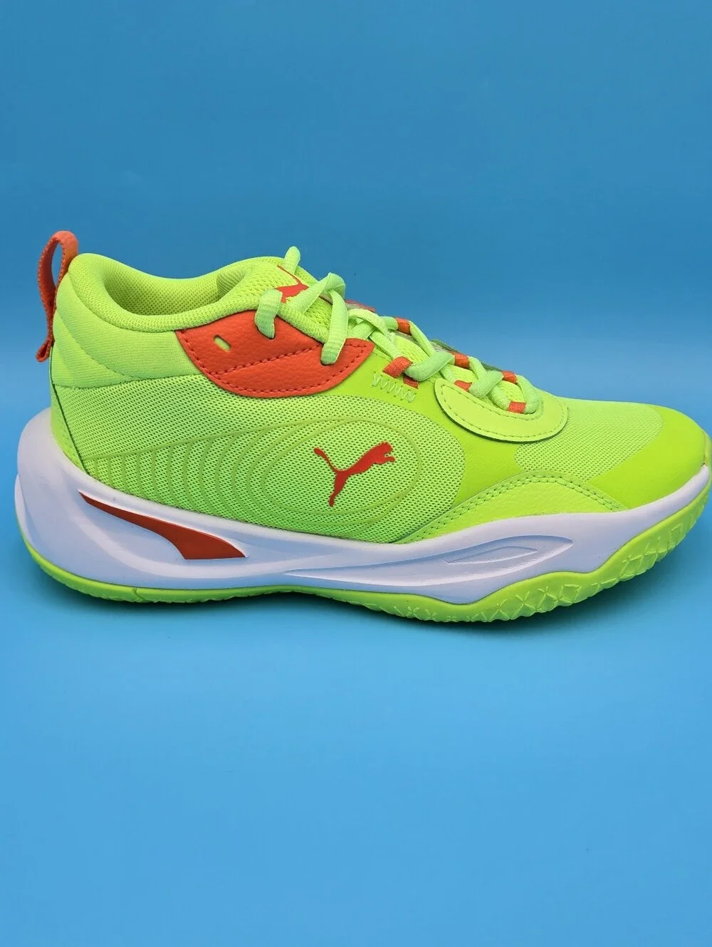 Puma Kids PLAYMAKER PRO Neon Green & Orange Lace-Up Sneaker 5310370 06 Size 4Y